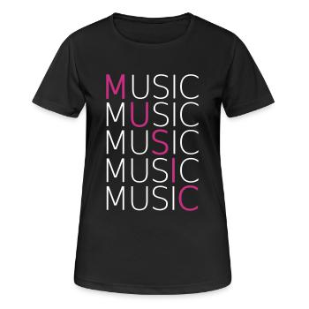 MUSIC - Frauen T-Shirt atmungsaktiv - Schwarz - Vorne - AI Model Female 172 light (172cm)