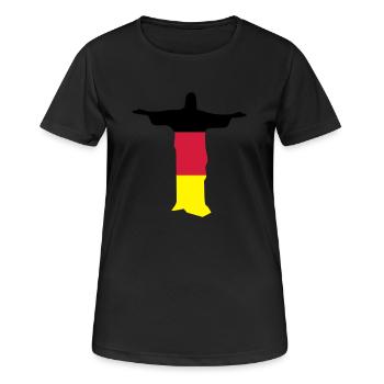 Jesus Rio dreifarbig - Frauen T-Shirt atmungsaktiv - Schwarz - Vorne - AI Model Female 172 light (172cm)