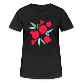 Granatäpfel Früchte - Frauen T-Shirt atmungsaktiv - Schwarz - Vorne - AI Model Female 172 light (172cm)