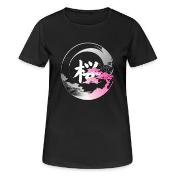 Japan moderne enso-Rose - Frauen T-Shirt atmungsaktiv - Schwarz - Vorne - AI Model Female 172 light (172cm)