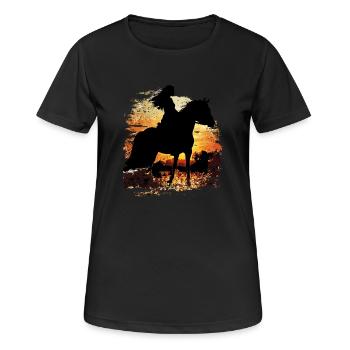 Retro Vintage Sunset Horse Riding Girl - Women's Breathable T-Shirt - black - Front - AI Model Female 172 light (172cm)