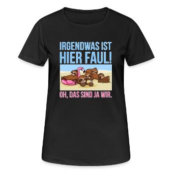 Irgendwas ist hier faul 5-köpfige Gruppe / Familie - Frauen T-Shirt atmungsaktiv - Schwarz - Vorne - AI Model Female 172 light (172cm)