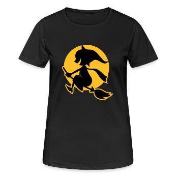 vl034b_hexe_2c - Frauen T-Shirt atmungsaktiv - Schwarz - Vorne - AI Model Female 172 light (172cm)
