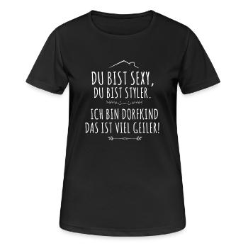 Ich bin Dorfkind! - Frauen T-Shirt atmungsaktiv - Schwarz - Vorne - AI Model Female 172 light (172cm)