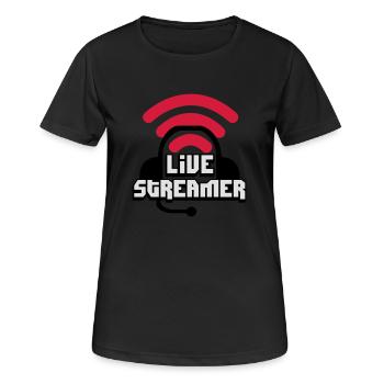 Live Streamer - Frauen T-Shirt atmungsaktiv - Schwarz - Vorne - AI Model Female 172 light (172cm)