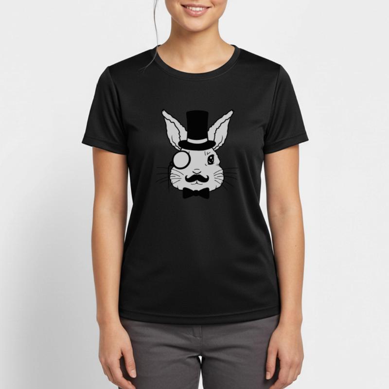 Cylindre monocle Sir Rabbit T-shirt respirant Femme