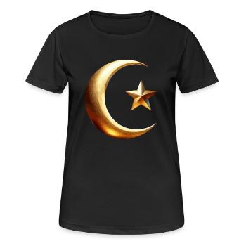 Symbole de l’Islam or - T-shirt respirant Femme - noir - Devant - AI Model Female 172 light (172cm)