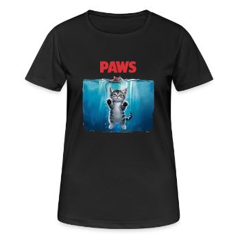 Parodie de chats PAWS - Conception amusante des mâchoires pour Kat - T-shirt respirant Femme - noir - Devant - AI Model Female 172 light (172cm)
