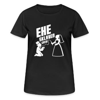 Ehe Sklaven Crew Hochzeit - Frauen T-Shirt atmungsaktiv - Schwarz - Vorne - AI Model Female 172 light (172cm)