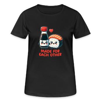Sushi et sauce soja - T-shirt respirant Femme - noir - Devant - AI Model Female 172 light (172cm)