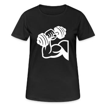 Bizeps Muskeln Hantel - Frauen T-Shirt atmungsaktiv - Schwarz - Vorne - AI Model Female 172 light (172cm)
