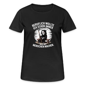 Professionally something with people – Black humor - Women's Breathable T-Shirt - black - Front - AI Model Female 172 light (172cm)