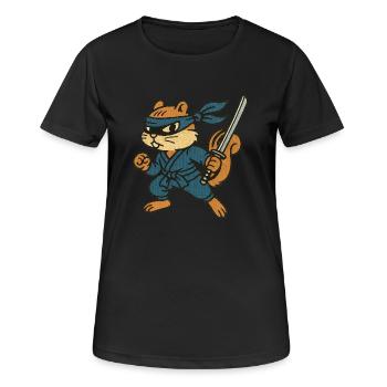 Ninja Chipmunk Verstohlener Waldkrieger - Frauen T-Shirt atmungsaktiv - Schwarz - Vorne - AI Model Female 172 light (172cm)