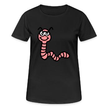 frecher Regenwurm - Frauen T-Shirt atmungsaktiv - Schwarz - Vorne - AI Model Female 172 light (172cm)