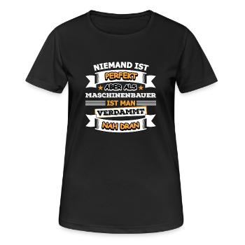 Maschinenbauer - Frauen T-Shirt atmungsaktiv - Schwarz - Vorne - AI Model Female 172 light (172cm)
