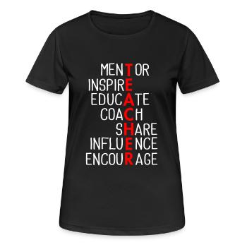 Teacher - Frauen T-Shirt atmungsaktiv - Schwarz - Vorne - AI Model Female 172 light (172cm)