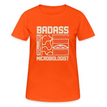 Wissenschaft mit Leidenschaft - Frauen T-Shirt atmungsaktiv - Neonorange - Vorne - AI Model Female 172 dark (172cm)