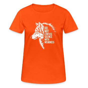 Wolf Silence Strength - Women's Breathable T-Shirt - neon orange - Front - AI Model Female 172 dark (172cm)