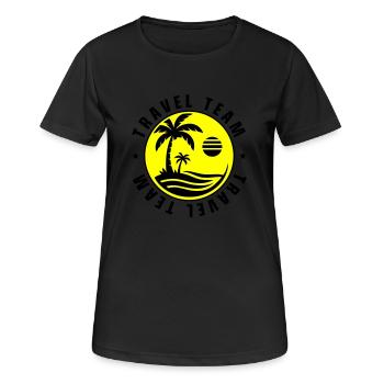 Travel Team - Frauen T-Shirt atmungsaktiv - Schwarz - Vorne - AI Model Female 172 light (172cm)