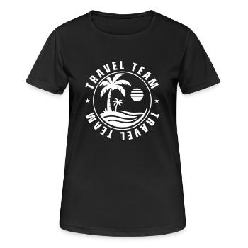 Travel Team - Frauen T-Shirt atmungsaktiv - Schwarz - Vorne - AI Model Female 172 light (172cm)