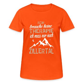 Zillertal - Frauen T-Shirt atmungsaktiv - Neonorange - Vorne - AI Model Female 172 dark (172cm)