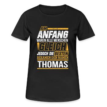 THOMAS - Die Besten - Frauen T-Shirt atmungsaktiv - Schwarz - Vorne - AI Model Female 172 light (172cm)
