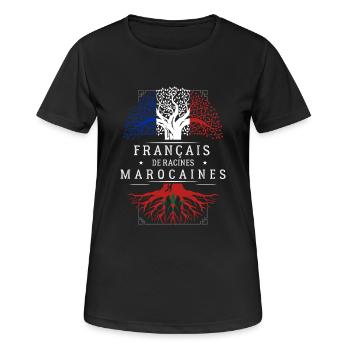 Racines Marocaines - T-shirt respirant Femme - noir - Devant - AI Model Female 172 light (172cm)