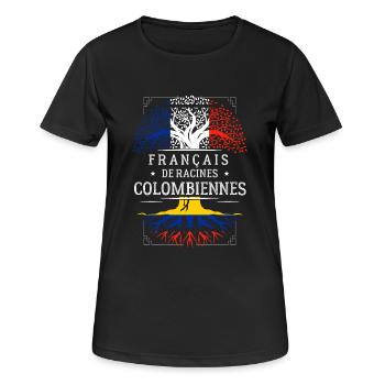 Racines Colombiennes - T-shirt respirant Femme - noir - Devant - AI Model Female 172 light (172cm)