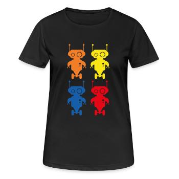 Retro Robots Roboter - Frauen T-Shirt atmungsaktiv - Schwarz - Vorne - AI Model Female 172 light (172cm)