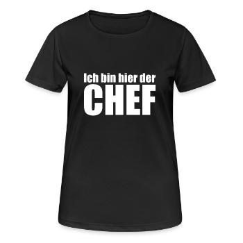 Chef - Frauen T-Shirt atmungsaktiv - Schwarz - Vorne - AI Model Female 172 light (172cm)