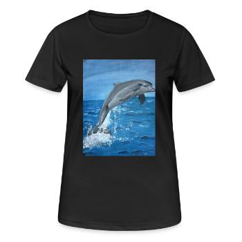 Delphin - Frauen T-Shirt atmungsaktiv - Schwarz - Vorne - AI Model Female 172 light (172cm)