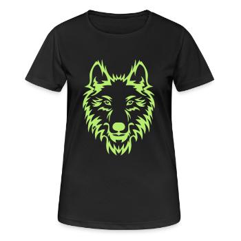Wolf Kopf - Frauen T-Shirt atmungsaktiv - Schwarz - Vorne - AI Model Female 172 light (172cm)