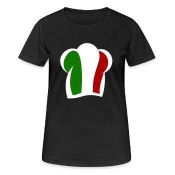 Chapeau de chef italien Cuisine Italia - T-shirt respirant Femme - noir - Devant - AI Model Female 172 light (172cm)