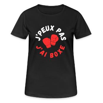 J'PEUX PAS J 'AI BOXE - T-shirt respirant Femme - noir - Devant - AI Model Female 172 light (172cm)