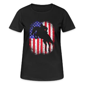 Springreiten Springpferd - Frauen T-Shirt atmungsaktiv - Schwarz - Vorne - AI Model Female 172 light (172cm)