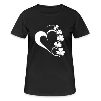Herz und Klee - Frauen T-Shirt atmungsaktiv - Schwarz - Vorne - AI Model Female 172 light (172cm)