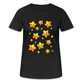 Costume d’étoile Pyjama Ciel étoilé Carnaval - T-shirt respirant Femme - noir - Devant - AI Model Female 172 light (172cm)