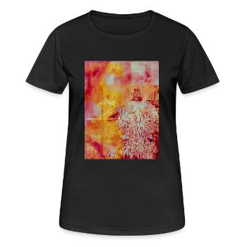 Frau im Mantel abstrakter Druck - Frauen T-Shirt atmungsaktiv - Schwarz - Vorne - AI Model Female 172 light (172cm)