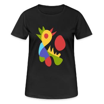 morning chicken bold abstract - Women's Breathable T-Shirt - black - Front - AI Model Female 172 light (172cm)