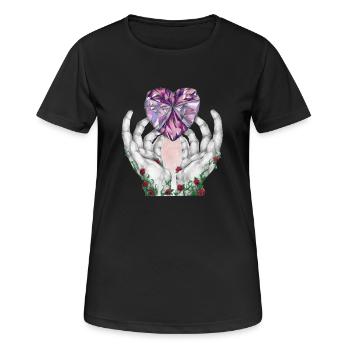 07. Liebesseele - Frauen T-Shirt atmungsaktiv - Schwarz - Vorne - AI Model Female 172 light (172cm)