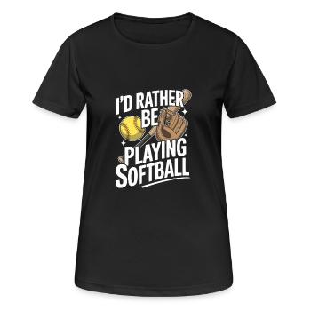 Ich würde lieber die Softball-Saison lustig spielen - Frauen T-Shirt atmungsaktiv - Schwarz - Vorne - AI Model Female 172 light (172cm)