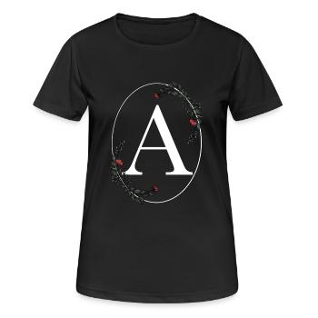 Lettre A - T-shirt respirant Femme - noir - Devant - AI Model Female 172 light (172cm)