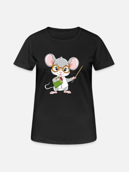 Petite souris intelligente enseignante avec un pointeur - T-shirt respirant Femme - noir