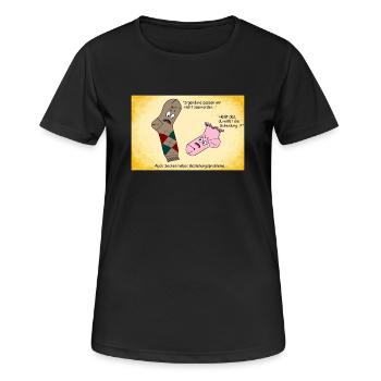 Socken - Frauen T-Shirt atmungsaktiv - Schwarz - Vorne - AI Model Female 172 light (172cm)