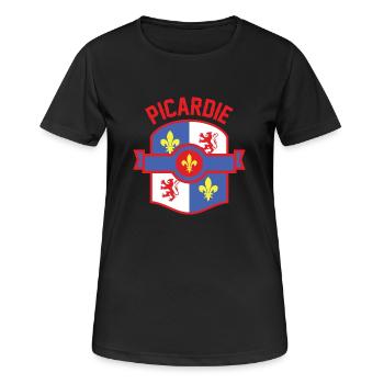 Picardie Blason - T-shirt respirant Femme - noir - Devant - AI Model Female 172 light (172cm)
