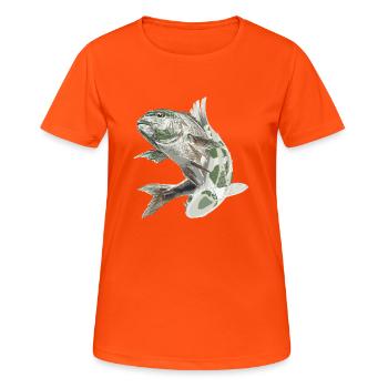 fische sternzeichen angler angeln - Frauen T-Shirt atmungsaktiv - Neonorange - Vorne - AI Model Female 172 dark (172cm)