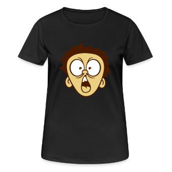 kopf erschrocken aengstlich schock schreien junge - Frauen T-Shirt atmungsaktiv - Schwarz - Vorne - AI Model Female 172 light (172cm)