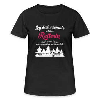 Reiterin Pferd lustiger Pferdespruch Geschenk - Frauen T-Shirt atmungsaktiv - Schwarz - Vorne - AI Model Female 172 light (172cm)