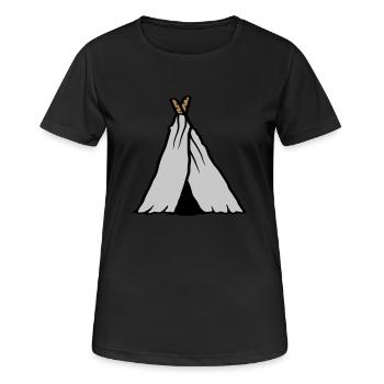 Excursion sous tente primitive - T-shirt respirant Femme - noir - Devant - AI Model Female 172 light (172cm)
