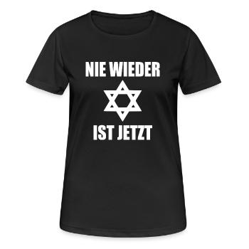 Nie wieder ist jetzt - Frauen T-Shirt atmungsaktiv - Schwarz - Vorne - AI Model Female 172 light (172cm)
